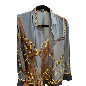 Gucci Gray and Brown Chain Design Shirt